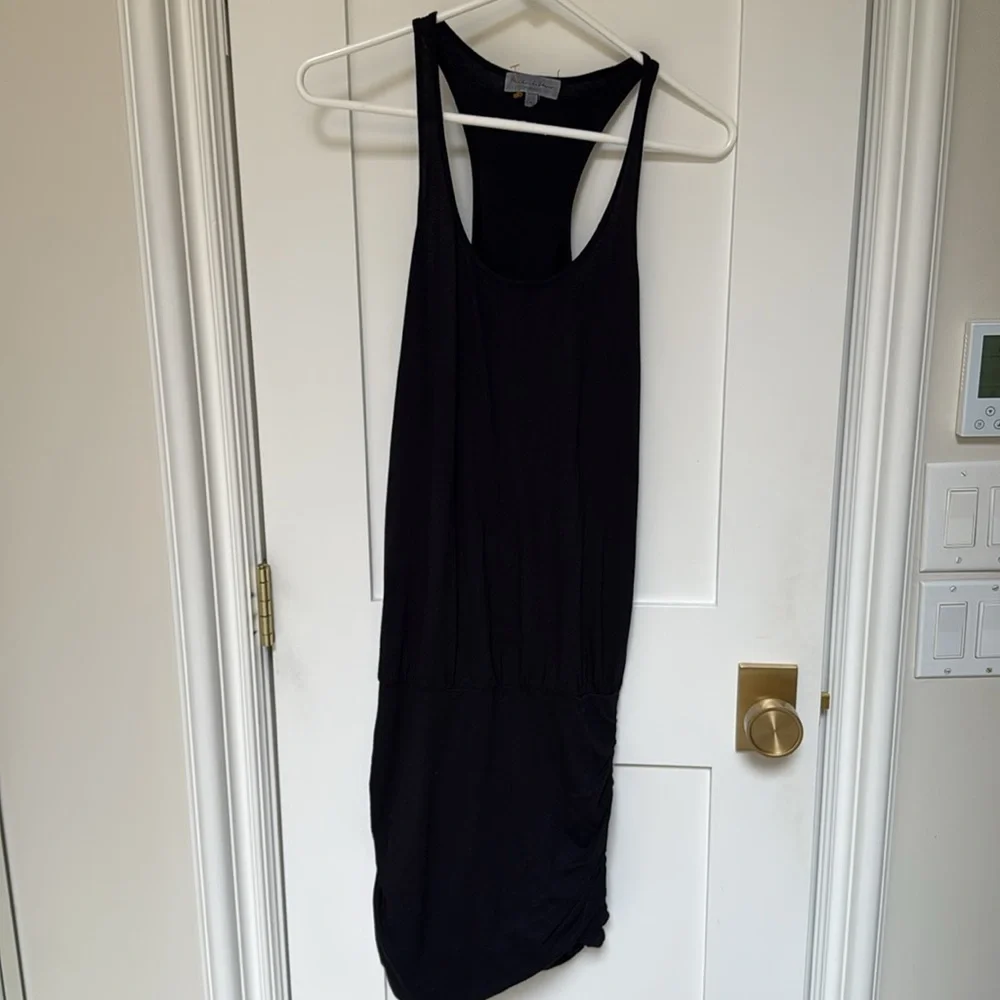 Michael Stars Darling Black Tank Racerback Side‎ Ruched Mini Dress!